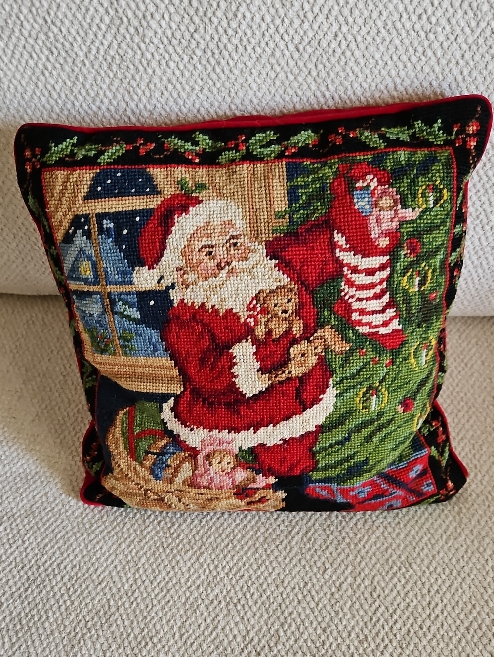 Christmas Needle Point Pillow